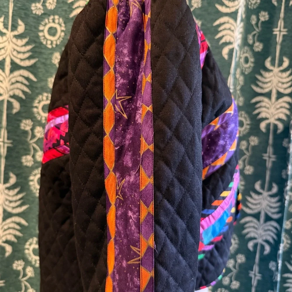 Marie Studer Design Vintage Colorful Quilted Geometric Cropped  Jacket USA Small
